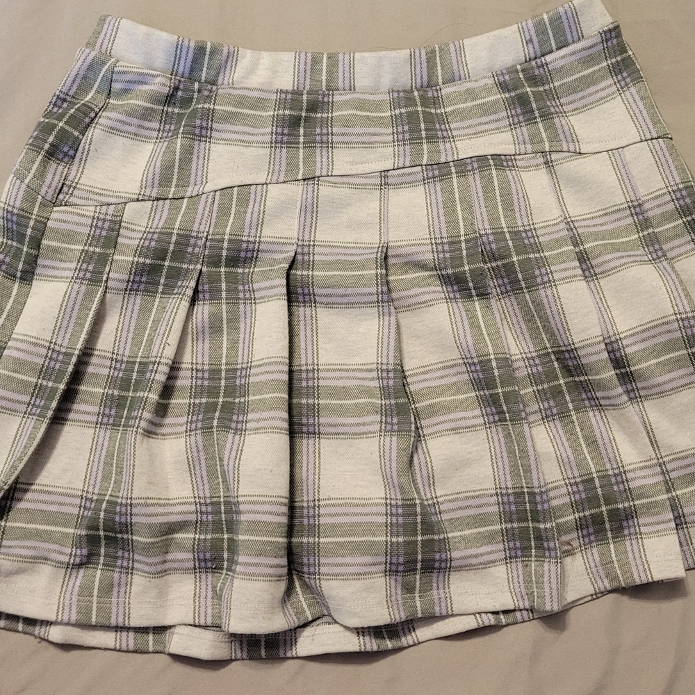 Plaid Green and White Girl's Skirt